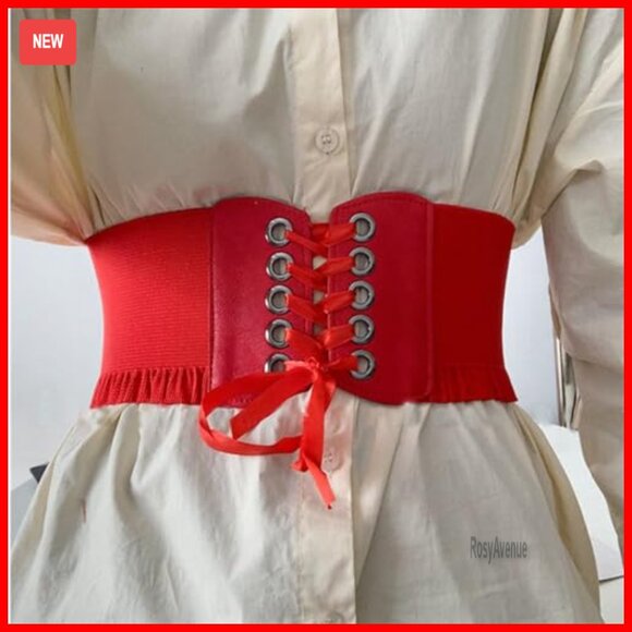 Vintage Lace-Up Corset Belt, Adjustable Elastic Waist Cincher, Renaissance Style
